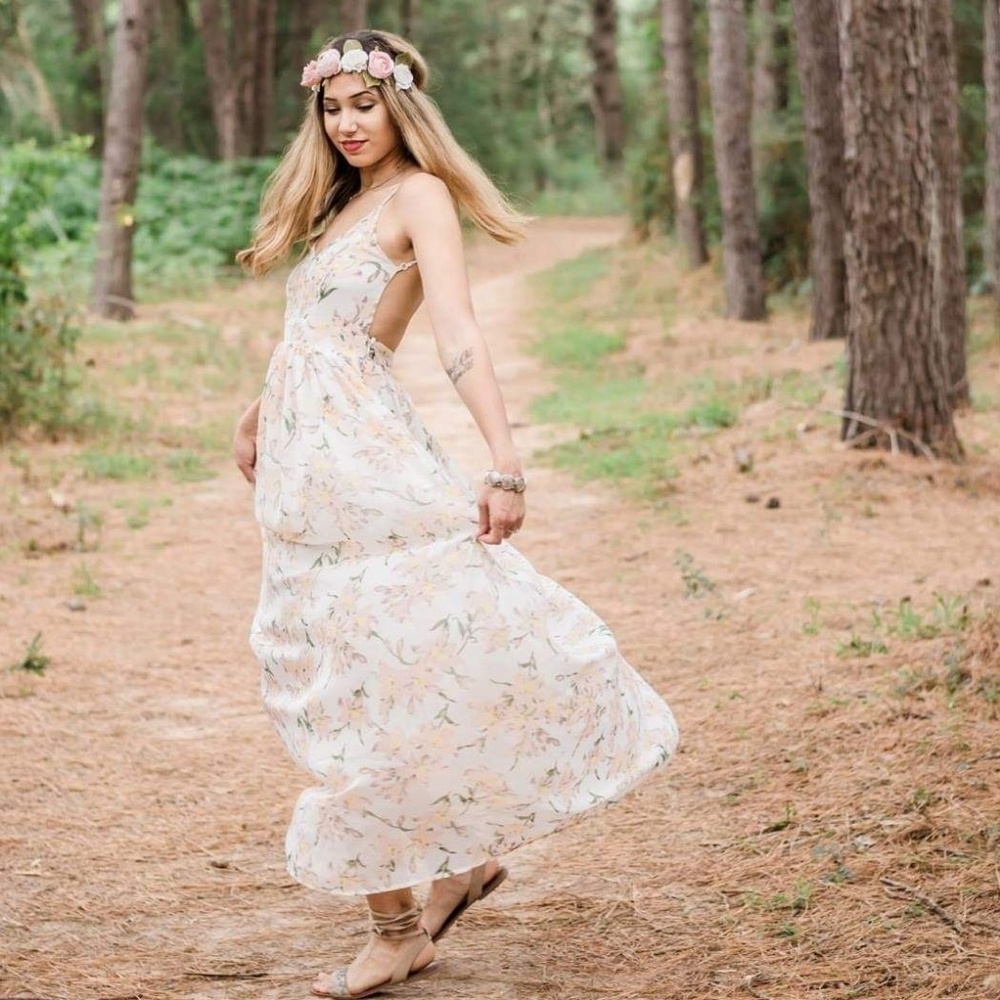 Open Back floral Dress